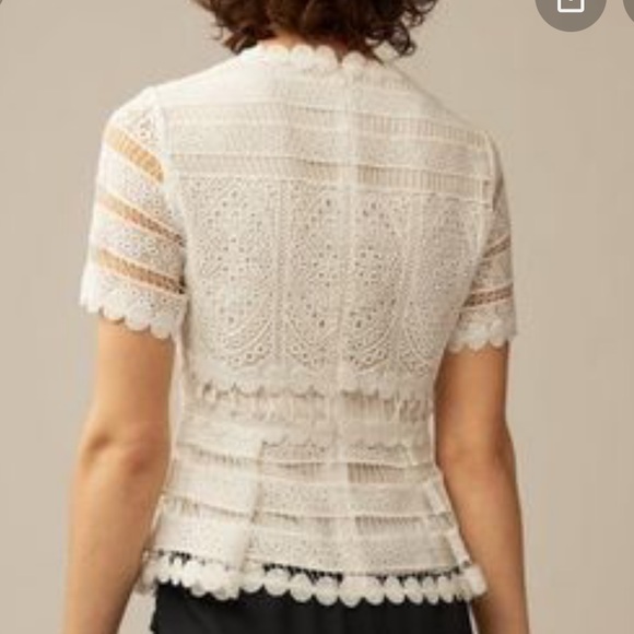 Maje white lace peplum top - Picture 2 of 9